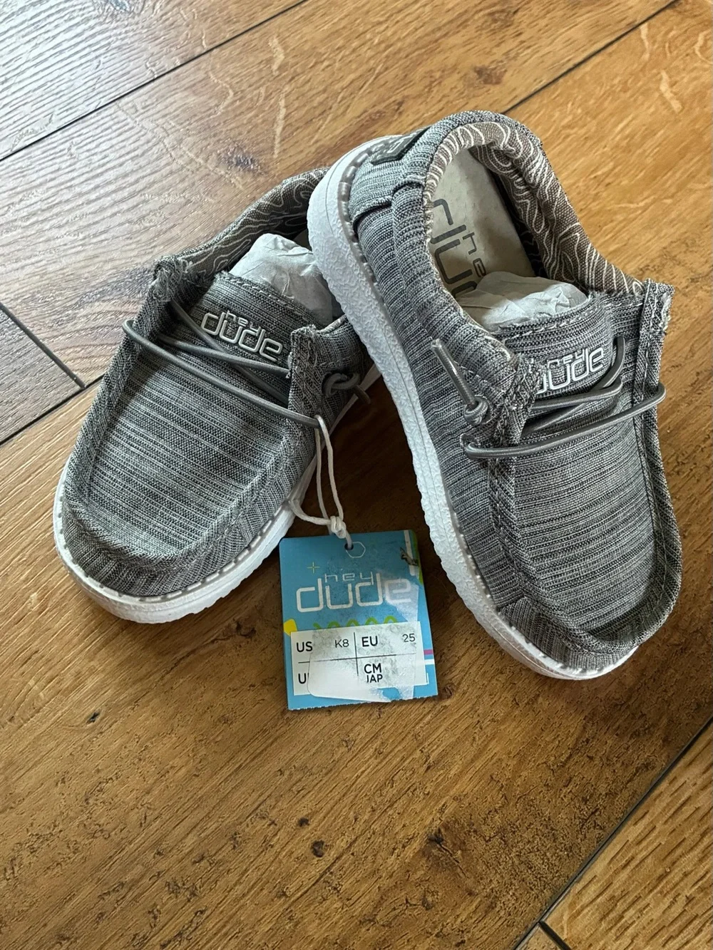 Hey Dude Kids Gray Slip-On Moccasins with Elastic Laces